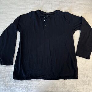 Paper Denim & Cloth Large Black Long Sleeve Henley Shirt